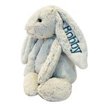 Personlized Hand-Made Plush Toy, Custom Embroidered Plush Bunny With Child'S Name Fluffy Rabbit Stuffed Animal for Kids Boys Girls Babies Birthday Easter Christmas Bedtime Gift (Style1)