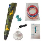 VCR Camouflage 3D Pen with USB Power - Pack of 3 x 3 Meters in Length Filament Forward Button to start 3D Pen - Adjustable Temperature for 1.75mm PLA - Perfect Pen for DIY Craft with LCD Display