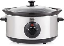 Swan SF17020N 3.5 Litre Oval Stainless Steel Slow Cooker with 3 Cooking Settings, 200W, Silver