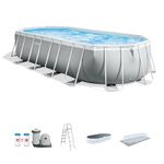 Intex 26797EH 20' x 10' x 48" Prism Frame Oval Above Ground Outdoor Swimming Pool Set with Cartridge Filter Pump, Ladder, Ground Cloth, and Pool Cover