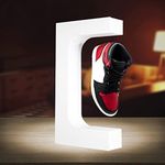 FloatGo Levitating Sneaker Display Magnetic Floating Shoe Stand Magnet Levitation Acrylic Holder Rotation Shelf Spinning Shoe Rack with LED Light Fit Yeezys for Gift Decoration (White)