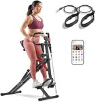 Sunny Health & Fitness Row-N-Ride PRO, Full Body Combo Squat Machine with Resistance Band, Easy Setup Ab Workout Exercise Equipment for Home, Whole Body Cardio - SF-A020052SMART