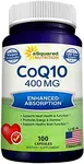 aSquared Nutrition CoQ10 (400mg Max Strength, 100 Veggie Capsules) - High Absorption Coenzyme Q10 Powder - Ubiquinone Supplement Pills, Extra Antioxidant CO Q-10 Enzyme Vitamin Tablets, Coq 10 400 mg