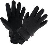 OZERO Insulated Work Gloves Deerskin Leather Winter Thermal Glove Warm Fleece for Snow Skiing Driving Cycling Hiking Runing Hand Warmer for Men and Women X-Large Black