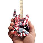 AXE HEAVEN EVH Minature Guitars EVH001 Frankenstein Mini Replica Guitar Van Halen, Red and White Collectible Figurines