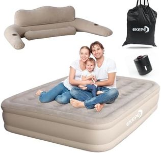 EKEPE Materasso ad aria con Pompa, 203x152x45cm Materasso ad aria autogonfiante, Materasso con Pompa Elettrica Rimovibile, Materasso Gonfiabile per Campeggio e Letto per Ospiti-Beige