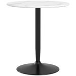 HOMCOM Round Dining Table for 2, Modern Kitchen Table with Painted Top and Steel Base for Living Room, Dining Room, White Marble