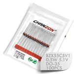 (Pack of 100 Pieces) Chanzon BZX55C5V1 (1N5231B) Zener Diode 0.5W 5.1V DO-35 (DO-204AH) Axial Diodes 0.5 Watt 5.1 Volt