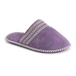 MUK LUKS Women's Cathy Micro Chenille Slipper, Lilac/Ivory, Large