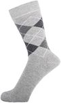 ZAKIRA Finest Combed Cotton Argyle Dress Socks for Men, Women, 6-10 (UK), Light Grey - White Lines