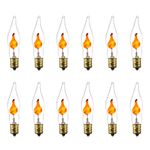 Sunlite 01506-SU Petite Chandelier Flicker Flame Light Bulb Candelabra Base E12, Clear, 12 Pack