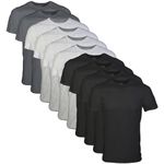 Gildan Men's Crew T-Shirts, Multipack, Style G1100, Black/Sport Grey/Charcoal (10-Pack), Large