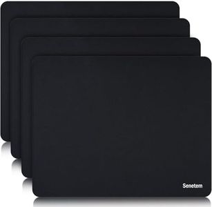 Senetem Thin Mouse Pad, 4 Pack Smooth Gaming Mouse pads, Non-Slip Rubber Base, Laser & Optical Mousepad for Laptop, Computer, Office & Home, Small Portable, 11x8.6 in, Black