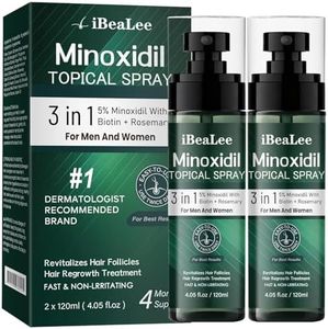 OURMUST 5% Minoxidil for Men and Women Hair Growth, Minoxidil Hair Growth Spray with Biotin & Rosemary, Extra Strength Hair Loss Treatment Serum for Thicker Hair & Beard Regrowth, 2 Bottles