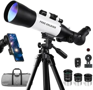 FREE SOLDIER Telescope for Adults High Powered 70mm Aperture Astronomical Refractor Telescopes for Beginners (25X-125X) 500mm Telescope for Adults with A Phone Adapter & A Wireless Remote (White)