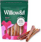 Willow & I Bully Sticks for Dogs -6 Inch Natural Bully Sticks for Medium Dogs, Small & Large- Premium 100% Grass Fed, Single Ingredient, Long Lasting, High Protein-Grain & Rawhide Free (6", 6 Pack)