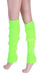 CHUNG Women Juniors Knitted Leg Warmers 16" Neon Party Dance Sports Fitness Halloween Accessory Pack of 1/2/3, 1 Pair-fluorescent Green, Length -16 inch