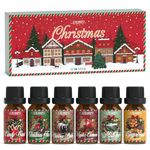 SALUBRITO Christmas Essential Oils Set, Winter Fragrance Oil for Diffuser, Candle Making, Aromatherapy Oils Gift, Gingerbread, Christmas Tree, Candy Cane, Apple Cinnamon, Christmas Pudding, Mistletoe