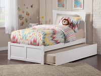 Atlantic Furniture Metro Platform Bed with Flat Panel Footboard and Twin Size Urban Trundle, White