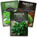 Parsley Seed Collection - Italian Giant, Curled, Flat Leaf - 3 Packets of Non-GMO Heirloom Open-Pollinated to Plant in a Vegetable or Herb Garden - Seed Saver Instructions - Survival Garden Seeds