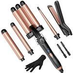 5-in-1 Curling Iron Set with 3 Barr