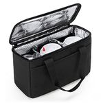 Trunab Reusable 3 Cups Drink Carrier for Delivery with Adjustable Dividers, Insulated Drink Caddy Holder Bag for Take Out, Beverages Carrier Tote with Handle for Outdoors, Black (Patented Design)