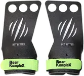 Bear KompleX Black Diamond 3 Hole Hand Grips, Great for All Bars, Speal, Barbell, Kettle Bell, Ring Work, Gymnastics, Crossfit, Comfort and Support, Protect from Blisters, Reduce Slipping, Men & Women (Large)