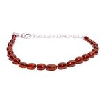 AAA+ Natural Hessonite Garnet Smooth Oval Shape Beaded Bracelet Jewellery Best For Unisex (6.5)