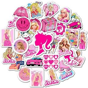 30PCS Pink Princess Stickers Vinyl Waterproof, Hot Pink Baby Birthday Party Decorations for Kids Girls Water Bottle Laptop Phone Skateboard Luggage Guitar Tumbler