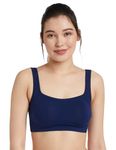 Amazon Brand - Symbol Women's Cotton Wire Free Casual Non-Padded Bra (AW23-L-WBRA-104-PO1_Navy_M)