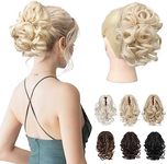 REECHO 9" Short Ponytail Extension, Classic Loose Curly Wavy Claw Clip Pony tails Hair Extensions HP001 Hairpieces for Women - Light Blonde