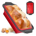 9 Inch Silicone Bread Loaf Pan with Metal Reinforced Frame, Nonstick Silicone Baking Mold for Homemade Bread, Brownies, Long loaf of Bread Cheesecakes and Meatloaf, Red