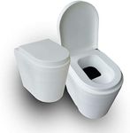 Sun-Mar GTG Self-Contained Composting Toilet with two chambers that separate solid and liquid waste for tiny homes, cottages and cabins, RVs, boats, farms, basements, warehouses, greenhouses, garages, barns, stables, trailers, aircraft hangars, yurts, pools, sheds and more. Ultra compact size is perfect for use in small spaces