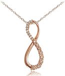 Hoops & Loops Rose Gold Flashed Sterling Silver Cubic Zirconia Infinity Figure 8 Necklace