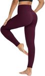 YOLIX Workout Leggings for Women - High Waisted Yoga Pants Tummy Control Compression for Running Plum Purple