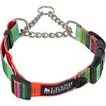 Leashboss Martingale Collar For Dogs - Steel Chain | Reflective Nylon Dog Collar for Large Dogs, Medium and Small Dogs | No Pull Pet Training Collar Small | Quick Release Buckle, Adjustable Pet Collar
