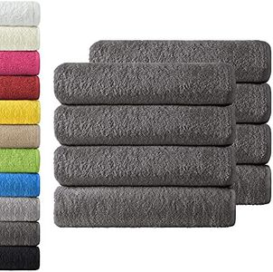 NatureMark Paquete Ahorro de 8 Toallas de Tejido de Rizo, Set de 8 Unidades de 50 x 100 cm, Gris Antracita, 100% algodón