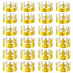 28 Pack Gold Paper Crown Gold Foil Party Crown Hat Cap for Birthday Celebration Baby Shower Photo Props (2 Styles)