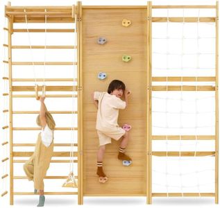Avenlur Walnut Modular 9-in-1 Swedish Ladder Wall Gym, Kids Climbing Wall
