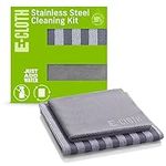 E-Cloth Stainless Steel Cleaning Kit, Microfibre Stainless Steel Cleaner for a Spotless Shine Home Appliances including Oven, Stove and Refrigerators, Washable and Reusable, 100 Wash Promise