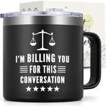 LiqCool - Lawyer Gifts for Men, 14 Oz I'm Billing Lawyer Insulated Coffee Mug, Funny Attorney Birthday Gift Ideas, Christmas Gifts for Law School Student Graduation Counsel Paralegal Coworkers(Black)