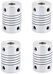 Xnrtop 8mm to 6.35mm Shaft Coupling 25mm Length 18mm Diameter Stepper Motor Coupler Aluminum Alloy Joint Connector for 3D Printer CNC Machine DIY Encoder(Pack of 4）