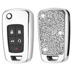 Royalfox(TM) 2 3 4 5 buttons 3d bling flip folding remote Key Fob case Cover For Chevrolet chevy Camaro Cruze Equinox Malibu SS Sonic Spark Aveo SAIL 3,Buick Lacrosse Encore GL8 Regal Excelle (silver)