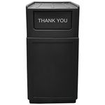 HUBERT® Trash Receptacle Garbage Can with Tray Top Lid 39 Gallon Black - 21 1/2 L x 14 1/2 W x 49" H