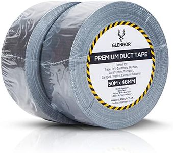 Glengor Silver/Grey Duct Tape - 2 Pack, 48mm x 50m | Heavy Duty 2 inch Thick Gaffer Tape | Waterproof, Easy Tear, Indoor/Outdoor Use | For Tool Kit, Trade, DIY, Garden, Builders & Garage Tapes