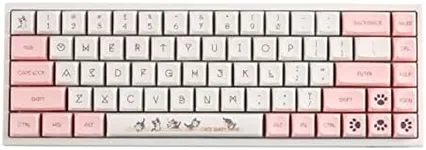 BOYI WK68 Hot Swappable RGB Mechanical Keyboard,Wireless Bluetooth 5.0/2.4G/Wired Type-C Tri-Mode PBT Sublimation Keycaps 65% Gaming Keyboard(Gateron Yellow Switch, Cartoon Anime Cat XDA Keycaps)