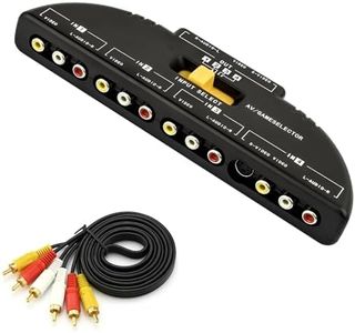 EZONEDEAL 4 Way Audio Video RCA Switch Selector Splitter Box & AV Patch Cable for Connecting 4 RCA Output Devices to Your TV (4-Way Audio)