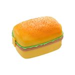 WISHKEY Rectangle Shaped Burger Lunch Box for Kids, Three Compartments for Boys & Girls 3 Containers Lunch Box (900 ml)