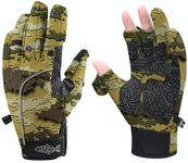 Riverruns Flexible Fishing Gloves Fleece Lining Windproof Ice Fishing Gloves Water-Repellent Touchscreen 3 Cut Fingers