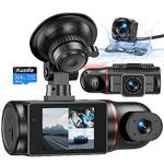 Kussla 3 Channel Dash Cam Front and Rear Inside, 1080P Dashcams for Cars with 64GB Card, Super Night Vision Dashcam, Car Dash Camera with Loop Recording, G-Sensor, WDR, Motion Detection